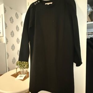 Black Long Sleeve Dress with Button Detail